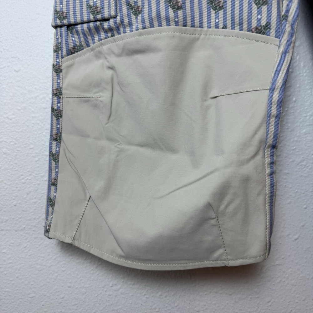 Garden Girl Capris Womens US 10 Country Stripe Blue Floral Cropped Utility Pants - Picture 5 of 16